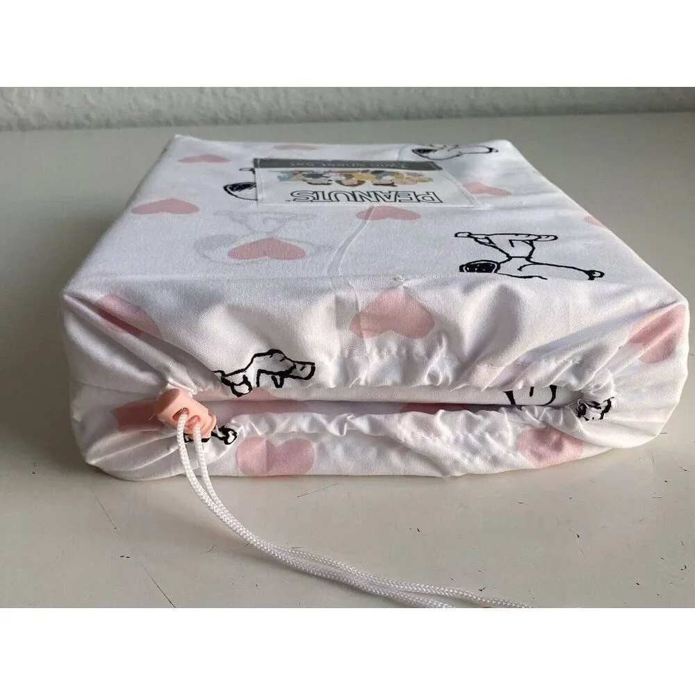 3 Pc Peanuts Snoopy Pink Hearts Valentines Day TWIN Size‎ Sheet Set Soft NEW